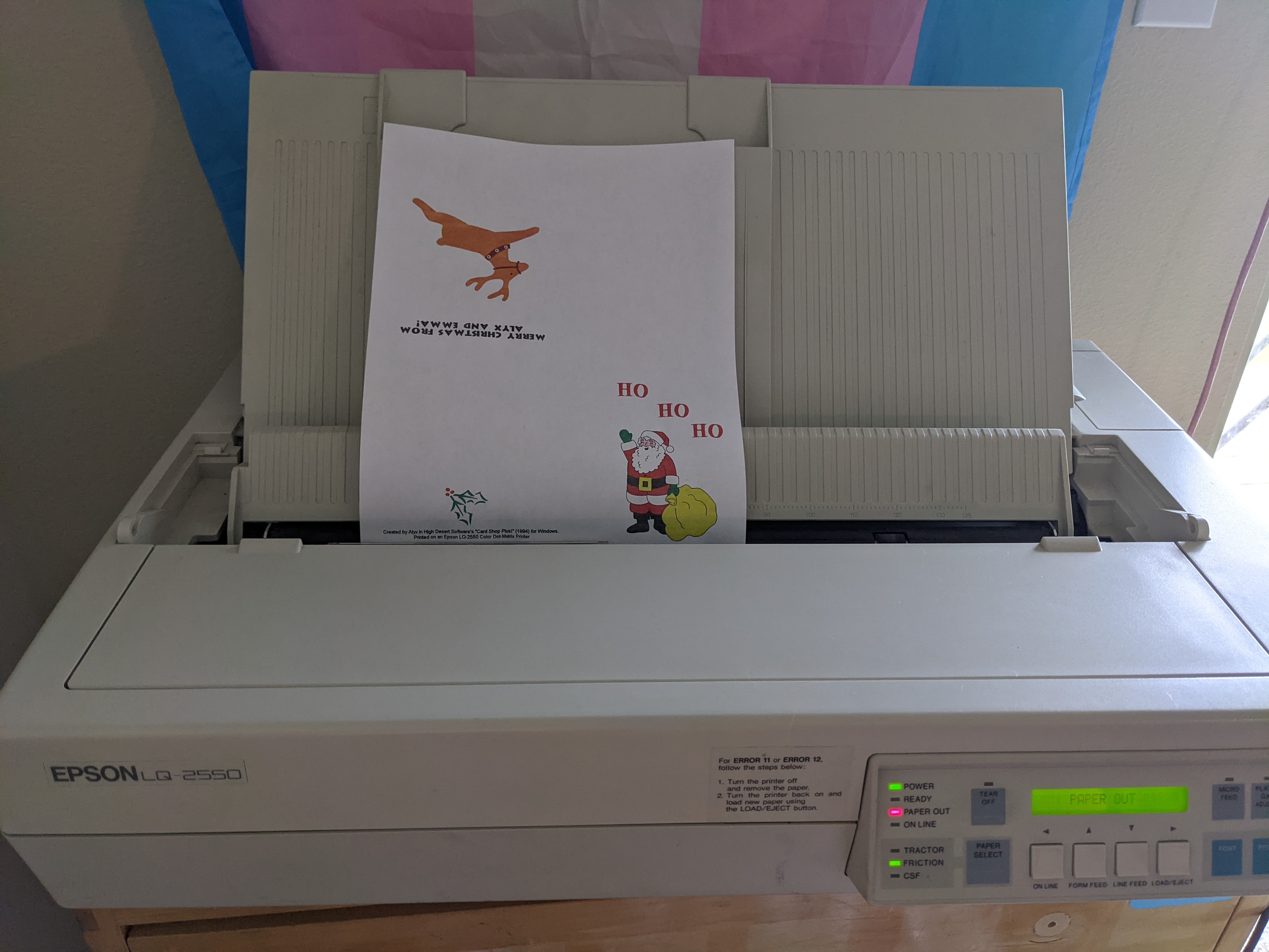 my color dot matrix printer with last year's card in it